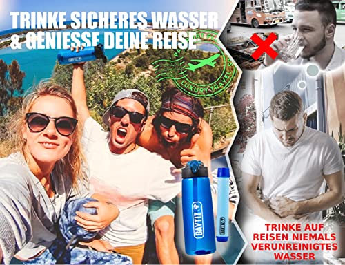 BAYTIZ- Trinkflashe + Strohhalm Filter + Carabiner - Wasserfilter Outdoor mit Aktivkohle - Sport Überleben Campingplatz… - Image 5