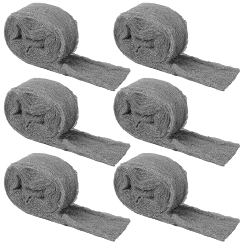 6 rollos de lana de acero, 3 m/rollos, lana de acero 0000, fina para agujeros y grietas de la pared, garaje, jardín, limpieza y pulido, contra ratones, eficaz para agujeros, grietas en la pared