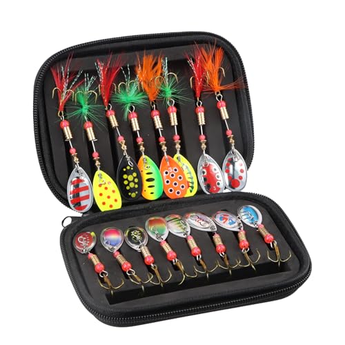 16 Piezas Cucharillas Pesca para Trucha Lucio, Trucha Cuchara Conjunto, Trucha Cebo Artificial, Cuchara Truchas Spinner Cuchara con Caja De Almacenamiento, Pesca Accesorios
