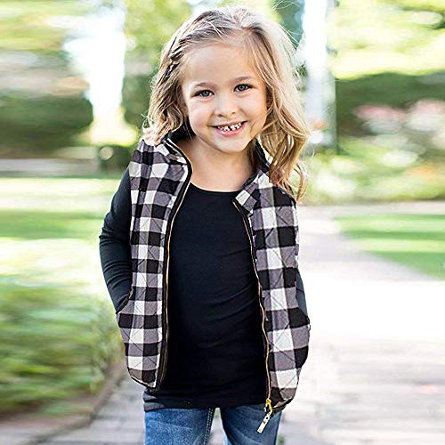 Image of Ayalinggo Toddler Baby Girls Boys Winter Warm Vest Clothes Buffalo Plaid Christmas Jacket Kids Puffer Quilted Gilet Coat