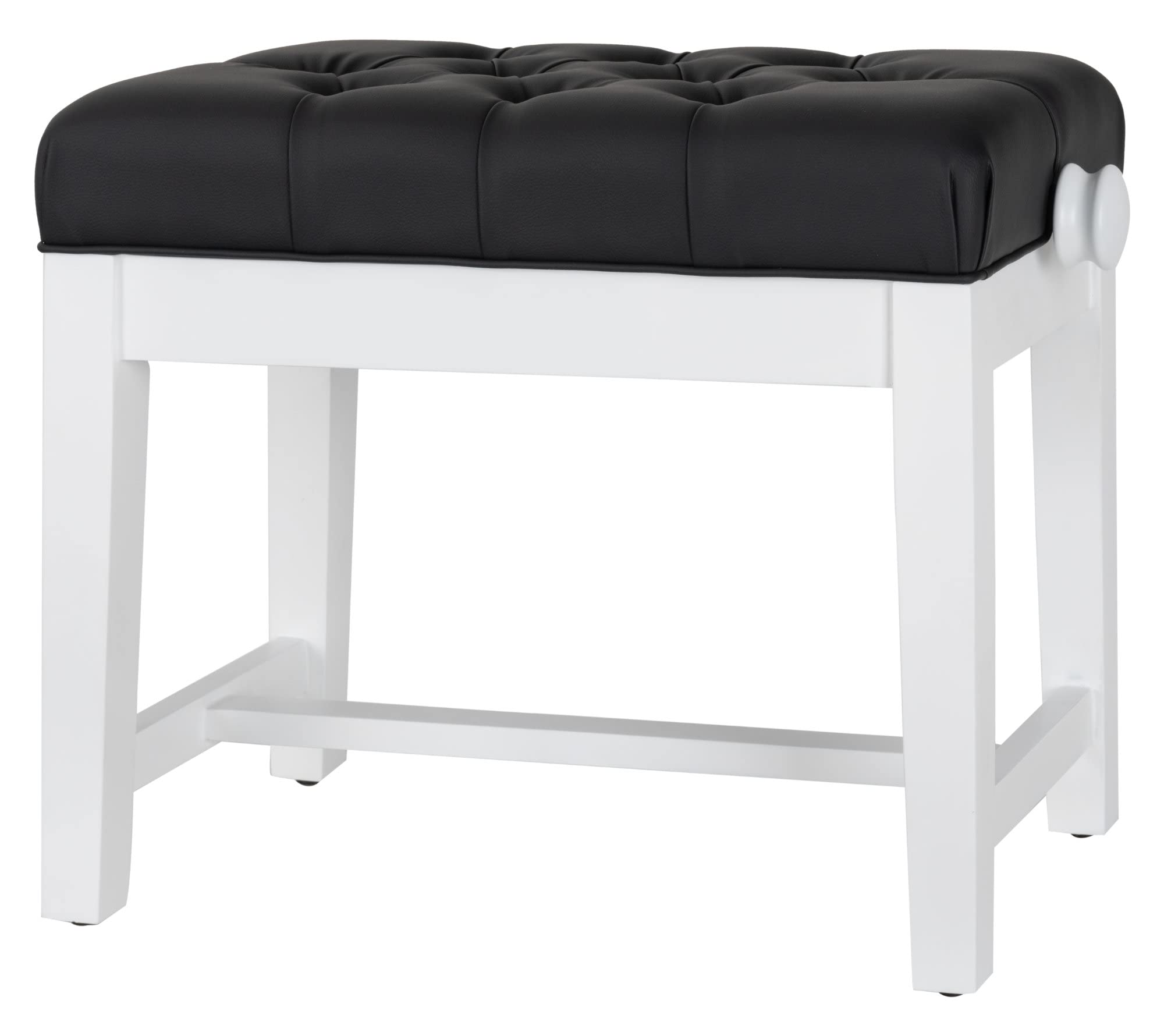 Classic Cantabile Pianobank Modell X - Festverleimte Pianobank - Schwarze Sitzfläche im Chesterfield-Stil - Höhenverstellbar von 48,5-56 cm - 4-fache Kreuz-Mechanik - Weiß Matt