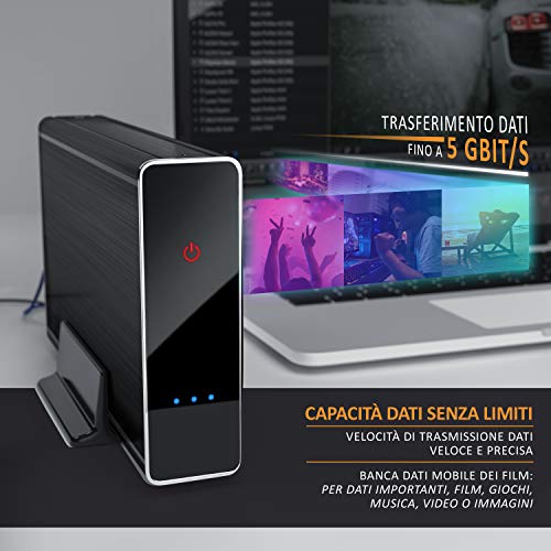 CSL - Case per Hard Disk 3.5 Pollici Esterno USB 3.0 - Custodia in Alluminio- per SSD e HDD - SATA - UASP - Super Speed 5 Gbit s - Plug e Play - Hot-Plug - con Alimentatore Incluso - Nero anodizzato