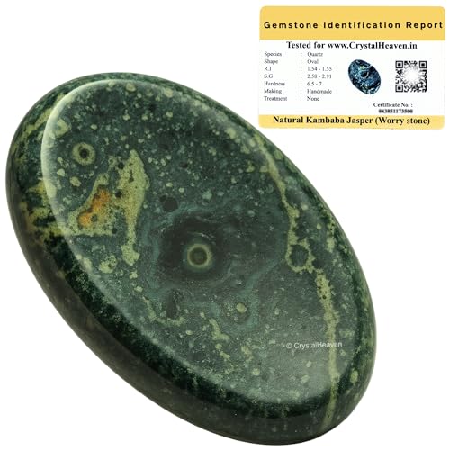 Image of Certified Kambaba Jasper Crystal Thumb Worry Pebbles Stones for Anxiety Stress Relief Massage - AAA Grade Original Healing Gemstone Agate Rubbing Stone for Yoga Meditation Spiritual Reiki Feng Shui