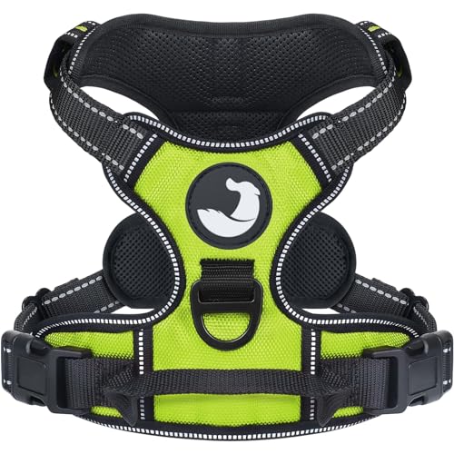 Joytale Hundegeschirr mittelgroße Hunde, reflektierendes Geschirr Hund,luftdurchlässige Hundegeschirr, verstellbares Brustgeschirr mit Griff beim Führen und Training, Grün, M