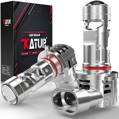 KATUR Bombillas HB4 LED 30000LM, 800% Brillo 6000K Blanco Xenón Tamaño Mini 1:1 Enchufar y Listo Bombillas LED 9006 con Lente de Proyector, Paquete de 2