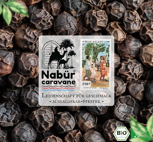 Nabür - 500g Bio-Schwarzer Pfeffer aus Madagaskar | Animalische, blumige, holzige Note | Erste (500 g)