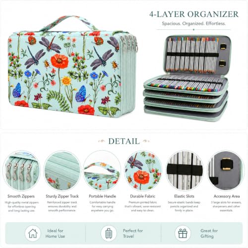 Image of 300 Slots Colored Pencil Case Organizer, 4 Layer Bag