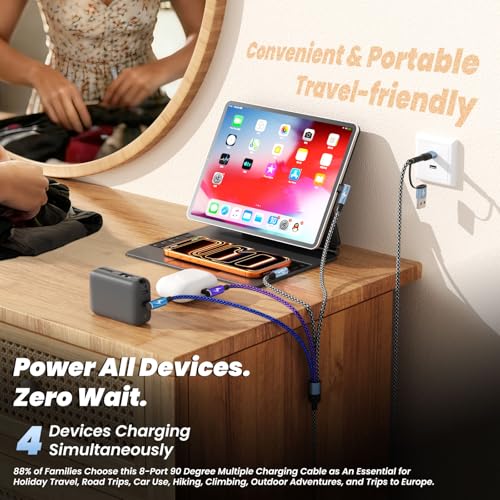 90 Degree Phone Charger Multi Charging Cable with Dual Type C Micro IP - image 8