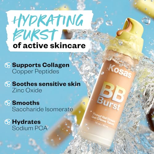 Kosas BB Burst Tinted Face Gel Cream - Supports Healthy Collagen, Smoothes Skin, Hydrates & Moisturizes - Lightweight Buildable Coverage - Medium Tan Warm 25, (1 Oz/30 ML) - Image 6