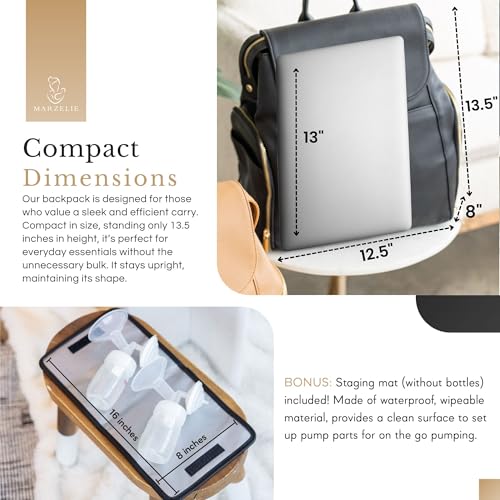 Marzelie M2023 Vegan Leather Breast Pump Bag With Prep Mat | Compatible With Spectra S1 S2 thumb #1