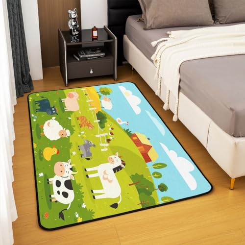 Homemissing Farm Animal Area Rug 100 * 150cm Kawaii Animals Living Room Rugs Set for Teens Farm Nursery Decorative Carpet Funny Country Theme - Image 4
