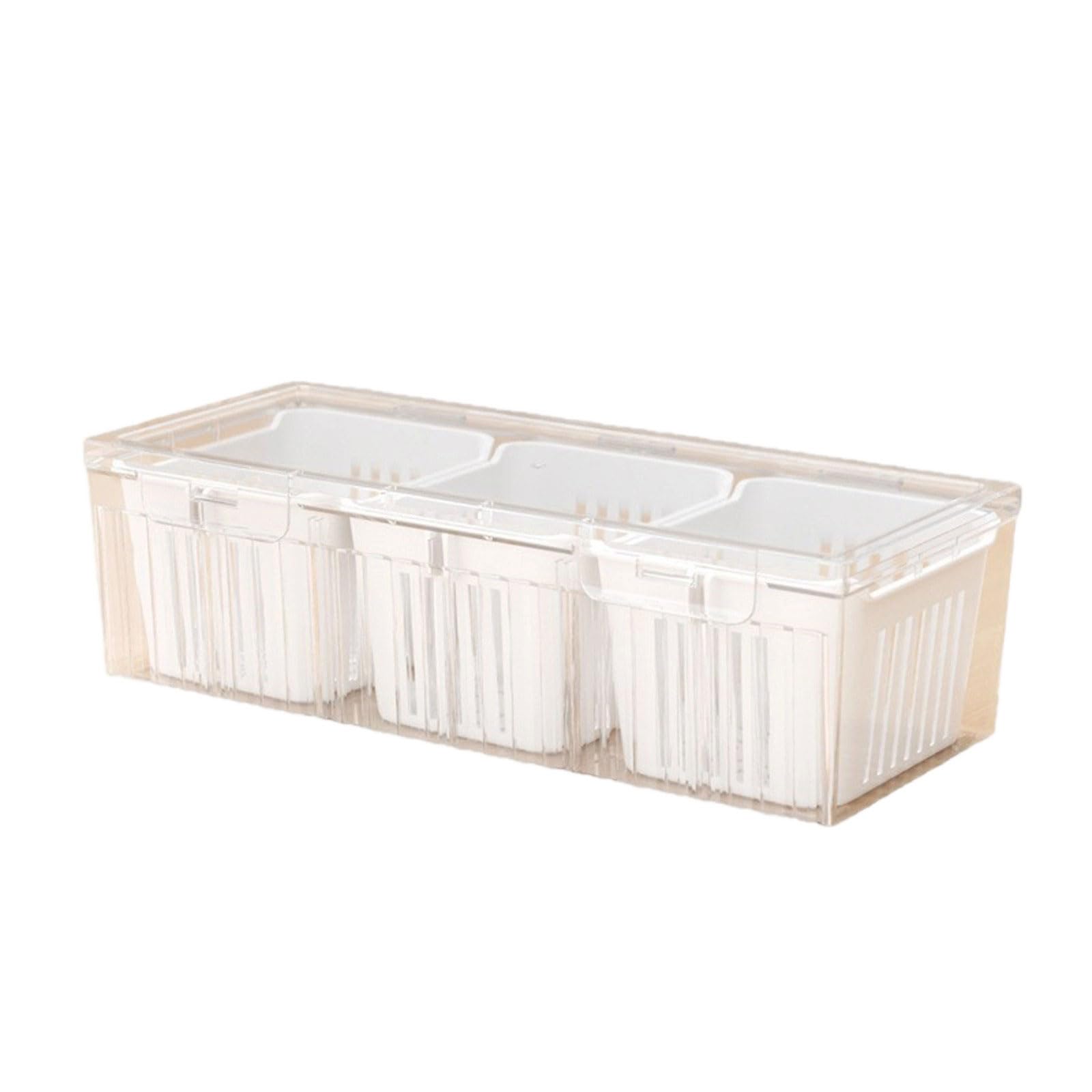 Msioytog Leakproof Divided Food Storage Basket with Ventilation Holes Freezer Storage Box for Vegetables Seasonings Vegetable Box with Drainage Holes