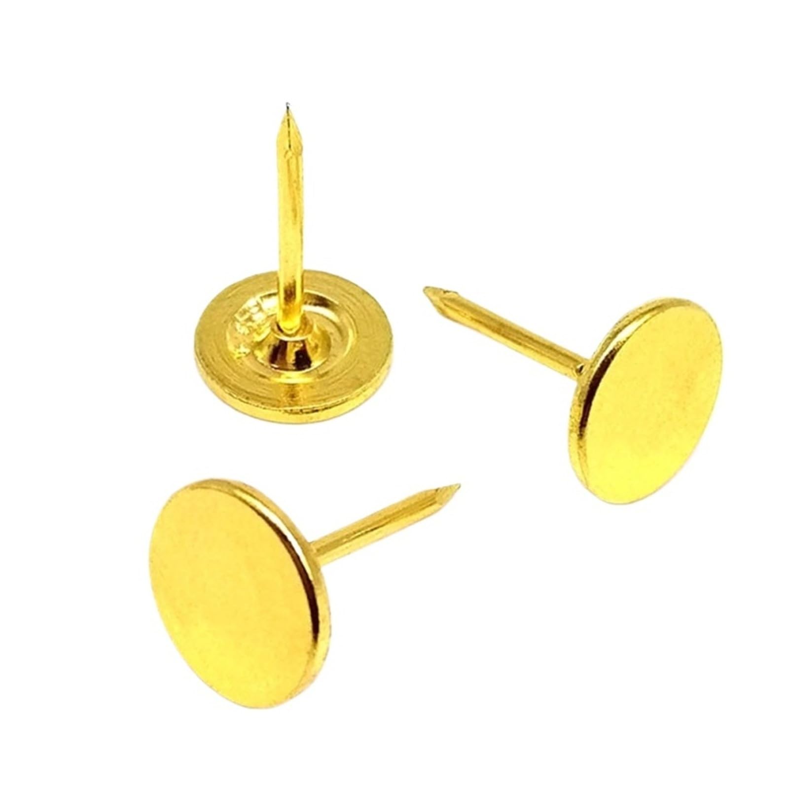 Flat Head Push Pins 50pcs Flat Head Decorative Tack Stud Pushpin Upholstery Nail For Wall Door Sofa Furniture Dia 11mm(Golden)