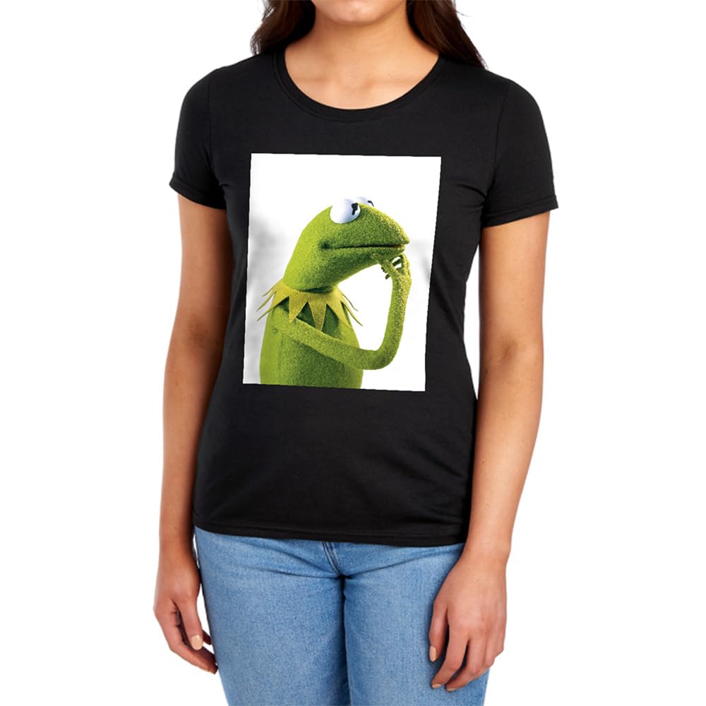 Disney Women's Black The Muppets Kermit The Frog Ponder T-Shirt, In | Size: Medium