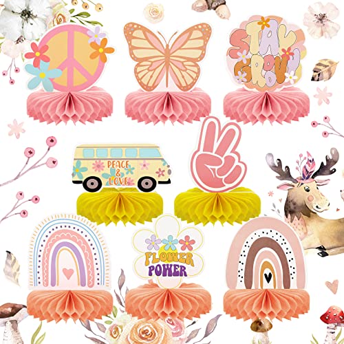8 Pieces Two Groovy Party Decorations Retro Hippie Decorations Boho Honeycomb Centerpieces Hippie Birthday Party Favors