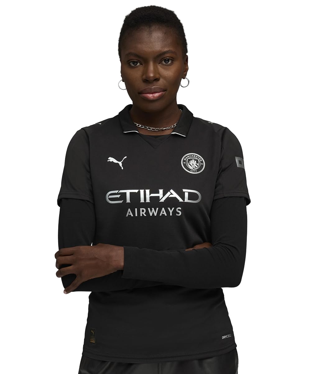 Puma Manchester City 25/26 Womens Away Shirt Black/Sky Blue