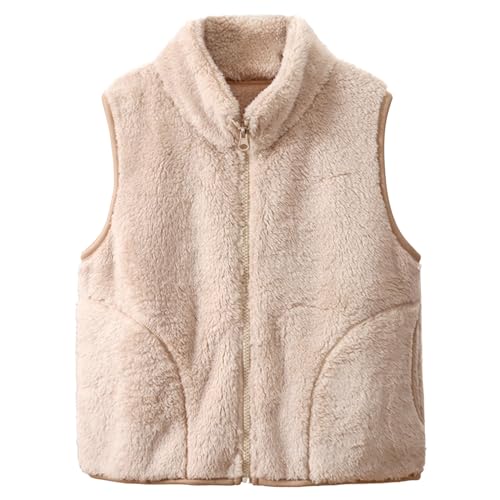ANIMQUE Kleinkind Kinder Fleece Gilet Koralle Stehkragen Reißverschluss Ärmellos Jacke Oberbekleidung Frühling Herbst Winter Übergänge Jahreszeiten Niedlich Warme Weste, Aprikose 110 ANIMQUE Kleinkind Kinder Fleece Gilet Koralle Stehkragen Reißverschluss Ärmellos Jacke Oberbekleidung Frühling Herbst Winter Übergänge Jahreszeiten Niedlich Warme Weste, Aprikose 110