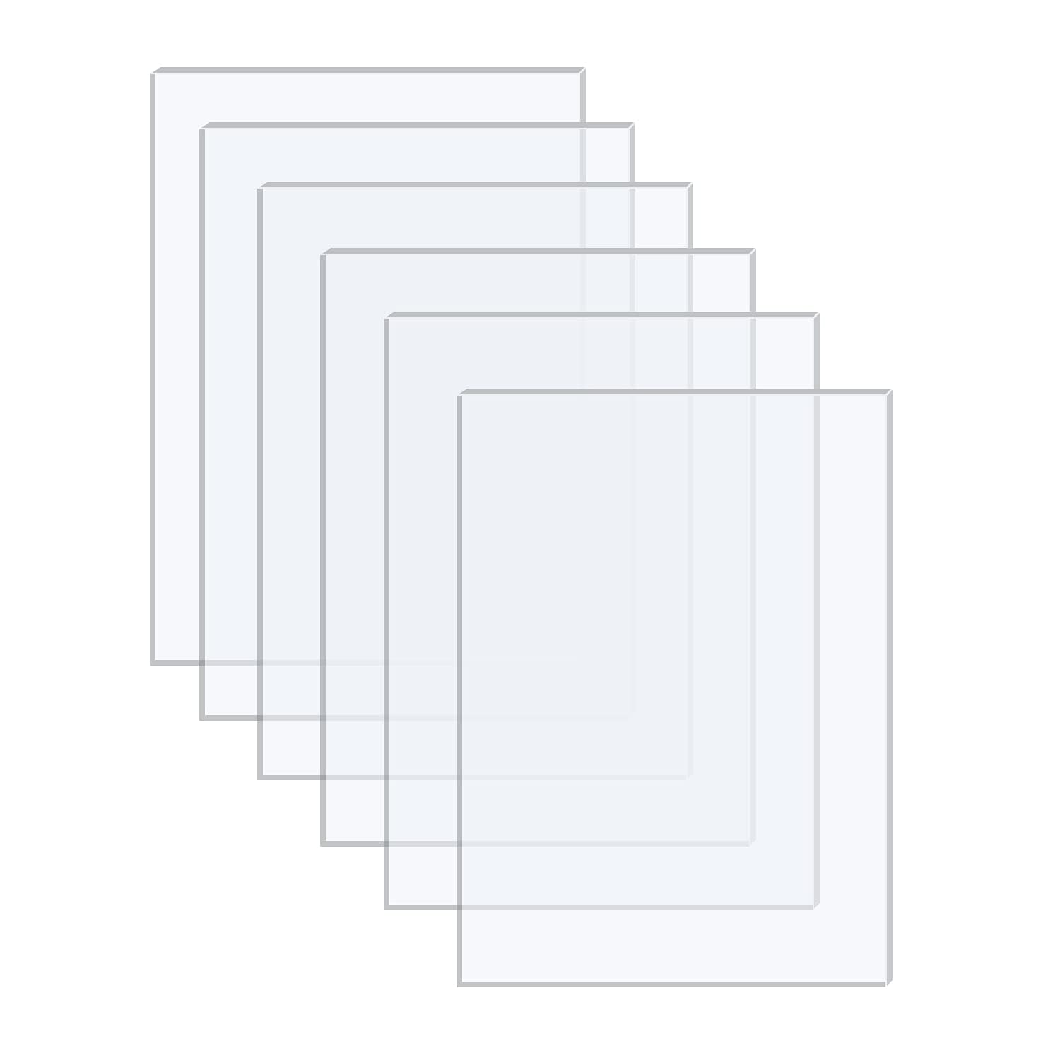 Langaelex Acrylic Sheets - 6 Pack of 8x10 0.043" Thick Clear Plexiglass Sheets for Picture Frame Glass Replacement Projects Display & Painting
