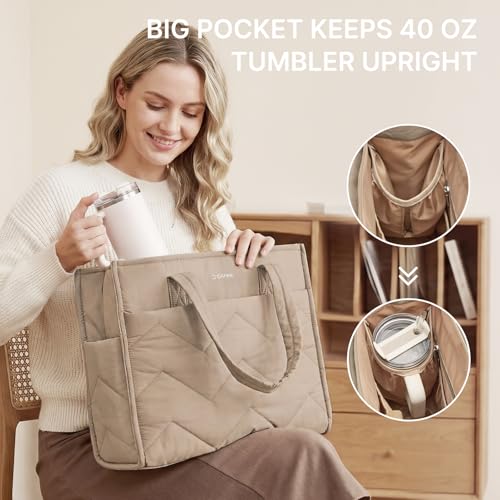 Image of G4Free Tote Bag for Work, Lightweight Structured Large Tote Handbag with Multi-Compartment and 40oz Cup Holder for Women