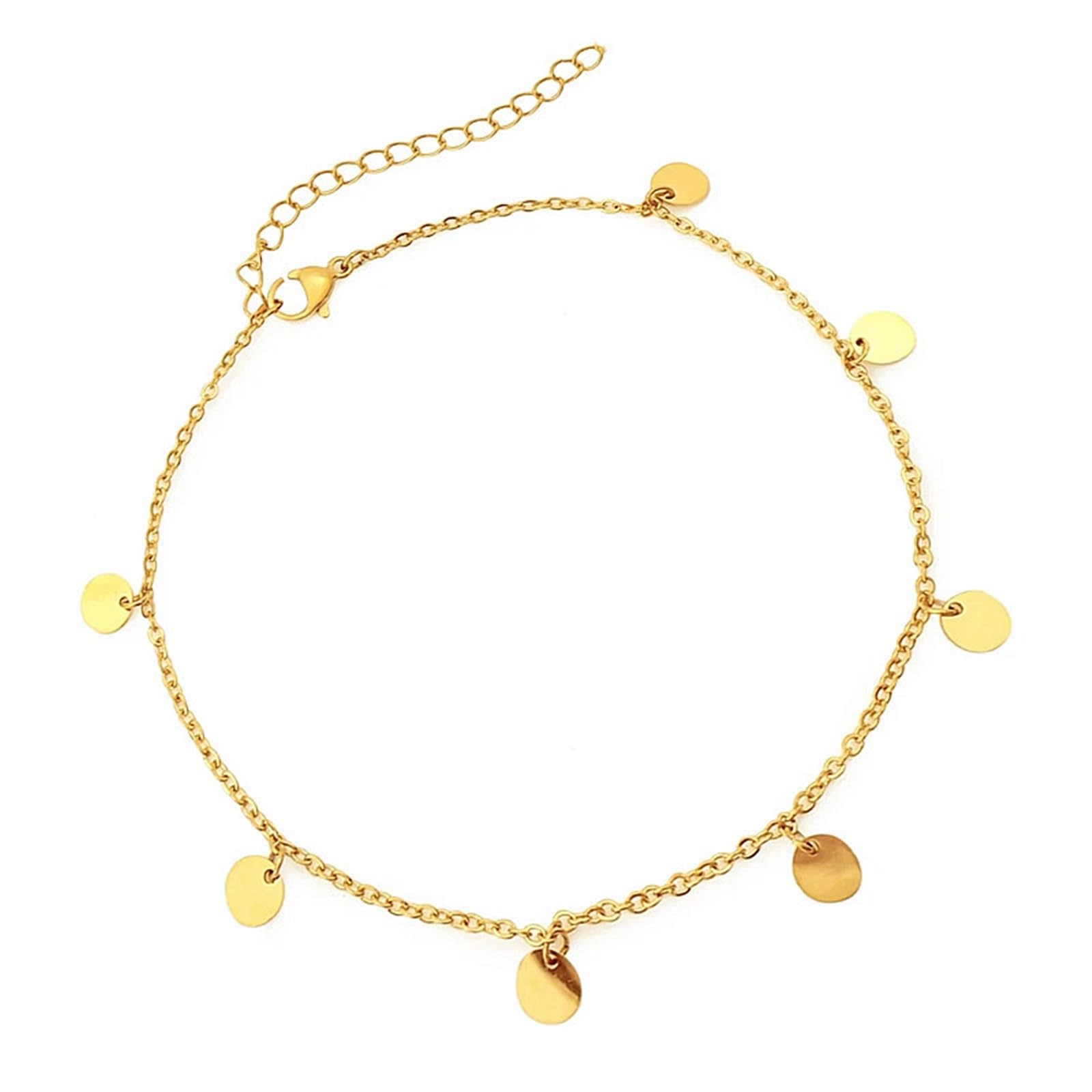 Tobillera de oro amarillo 375 de 9 quilates, joya para el pie para mujer, oro de 9 quilates, redondo, pulsera con dijes, 25 cm de longitud