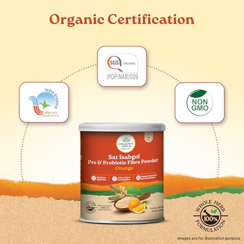 Image of A TATA Product- Organic India Sat Isabgol Pre & Probiotic Fibre Powder Orange, 100g