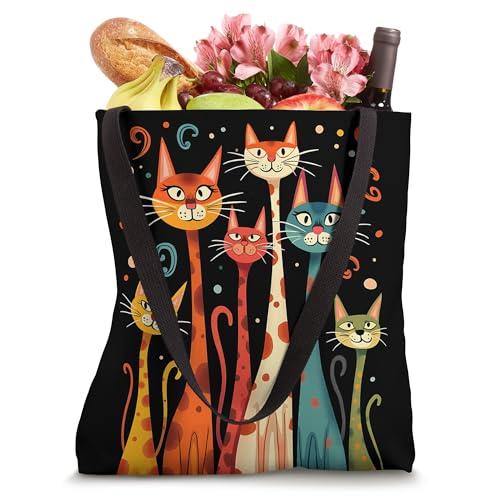 Bolso Tote estilo vintage retro de gatos de cuello largo de mediados de siglo 50s 60s miniatura 4