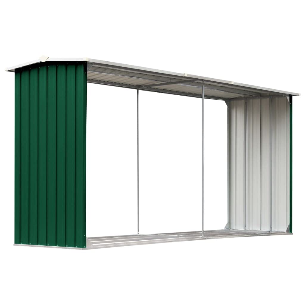 Homgoday Casetilla para leña Acero galvanizado Verde 30x92x153 cm Leñera Registro de Leña, Estantería para leña de Chimenea para Interior y Exterior Soporte de Madera