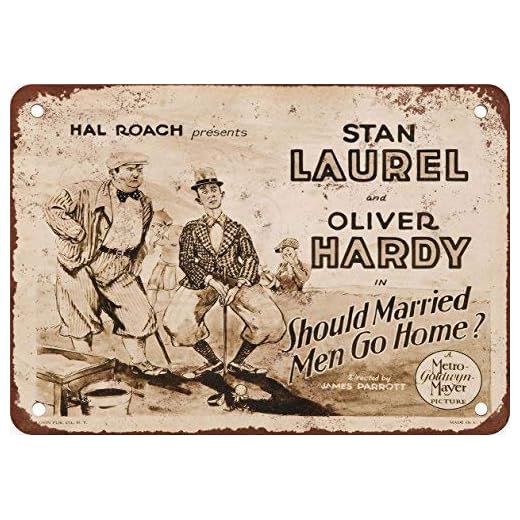 YASMINE HANCOCK 1928 Laurel & Hardy Golf Movie Plaque de métal Signe Mur Art Affiche Club Bar décoration