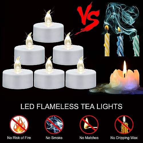 Image of Flameless Led Tea Lights Candles with Remote and Timer,12Pack Battery Operated Electric Candle,Bright Flickering Votive Tealight,Last 400+Hours,for Weddings Holiday Party Decor (Warm White)
