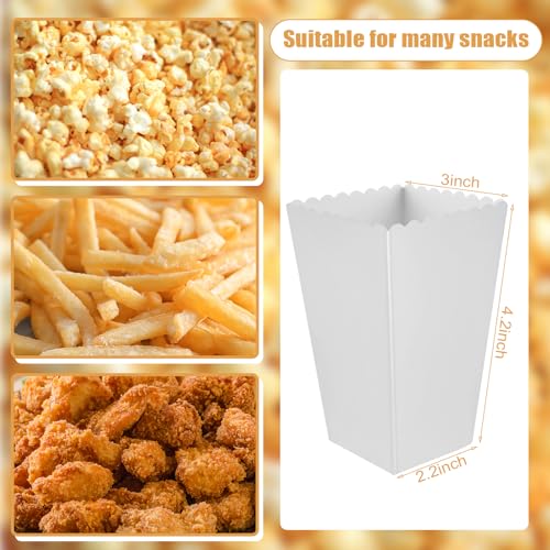 Image of 50 Pcs White Popcorn Boxes Mini Paper Popcorn Box Cardboard Popcorn Container for Party Disposable Snack Candy Popcorn Bags Popcorn Holder for Movie Nights Birthday Wedding (White)