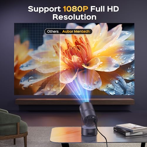 Mini Projector with Built-in Battery, Wifi, Bluetooth, 4K Decoding, 1080P Support, 150'' Screen, and 270° Rotation - Iron Grey