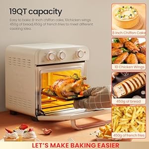 Hauswirt Air Fryer Toaster Oven Combo K3,19QT Retro Toaster Oven, Air Fryer Oven,Countertop Convection Oven,1250W,150°F - 450°F,Non-Stick, Stainless Steel,Online Recipe Booklet, cream white Hauswirt Air Fryer Toaster Oven Combo K319QT Retro Toaster Oven Air Fryer OvenCountertop Convection Oven1250W150F 450FNon Stick Stainless SteelOnline Recipe Booklet cream white