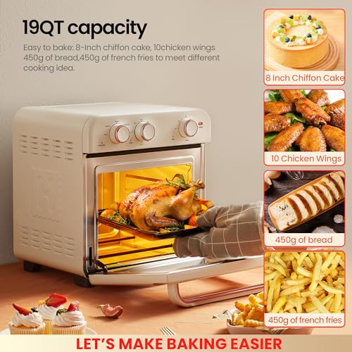 Hauswirt-Air-Fryer-Toaster-Oven-Combo-K319QT-Retro-Toaster-Oven-Air-Fryer-OvenCountertop-Convection-Oven1250W150F-450FNon-Stick-Stainless-SteelOnline-Recipe-Booklet-cream-white Hauswirt Air Fryer Toaster Oven Combo K319QT Retro Toaster Oven Air Fryer OvenCountertop Convection Oven1250W150F 450FNon Stick Stainless SteelOnline Recipe Booklet cream white