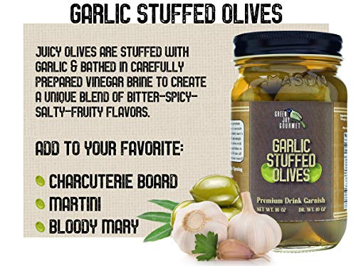 image for Green Jay Gourmet Garlic & Blue Cheese Stuffed Olives – Stuffed Gree
