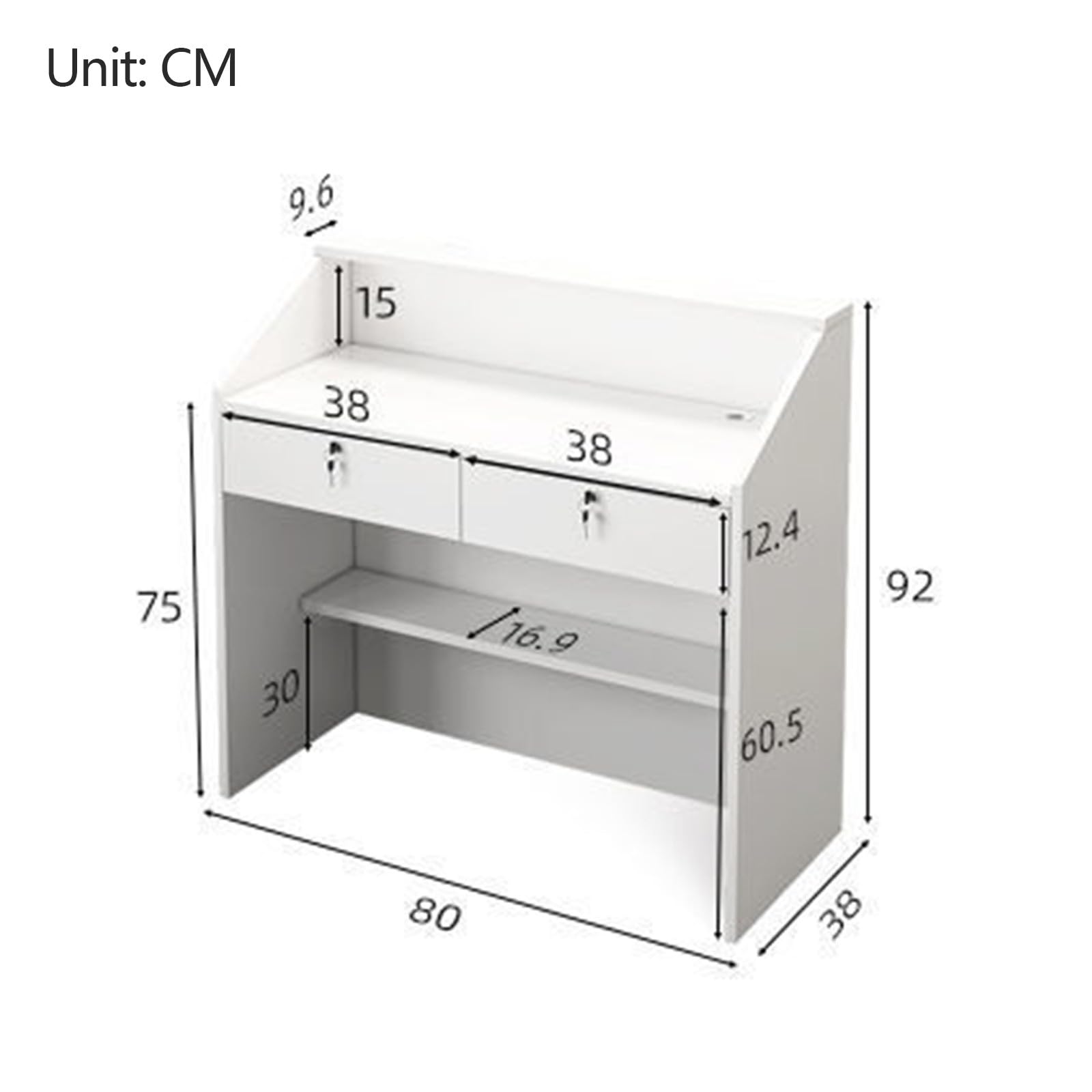 Rezeption Modern, Büroschreibtisch, Moderne Einzelhandelskasse mit Schubladen, Rezeptionstresen für Kassenbüro/Schönheit A,L80cm