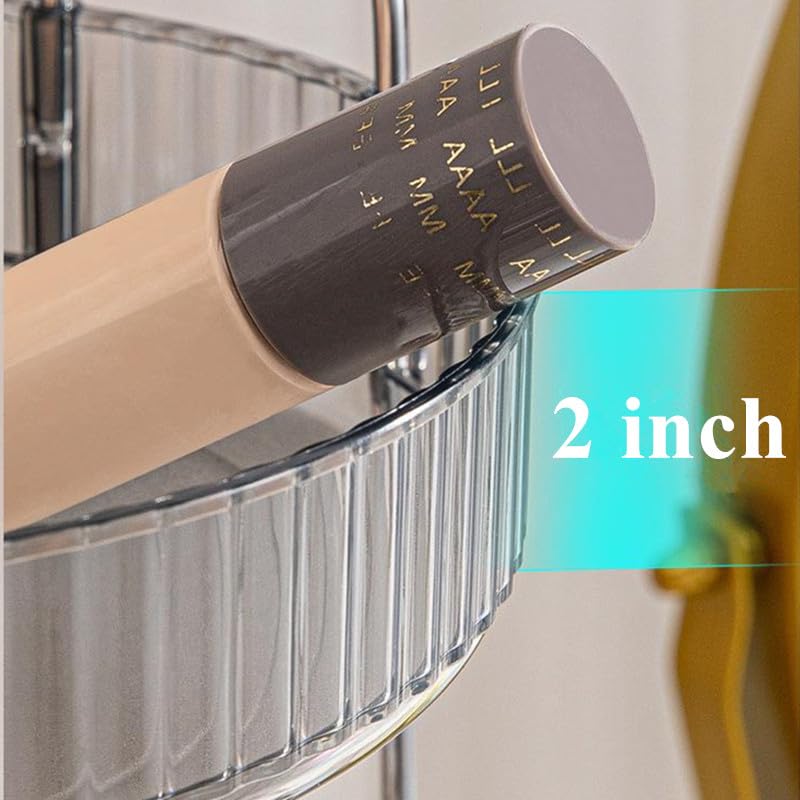 Makeup Organizer for Vanity, 360° Rotating Bathroom Organizer Countertop, High-Capacity Skincare Organizer, Spinning Cosmetics Organizer for Dresser Countertop (2 Tiers, Grey) - Image 3