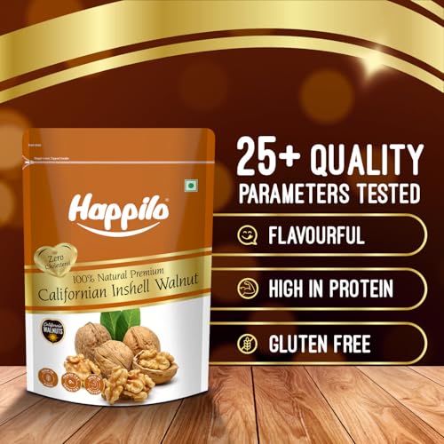 Image of Happilo Premium Inshell Dried Walnut 500g (Pack of 2) | Akhrot Giri | Dry Fruits, Healthy Snacks | Large Size | Walnut with Shell | Rich in Protein, Antioxidants & Source of Omega-3