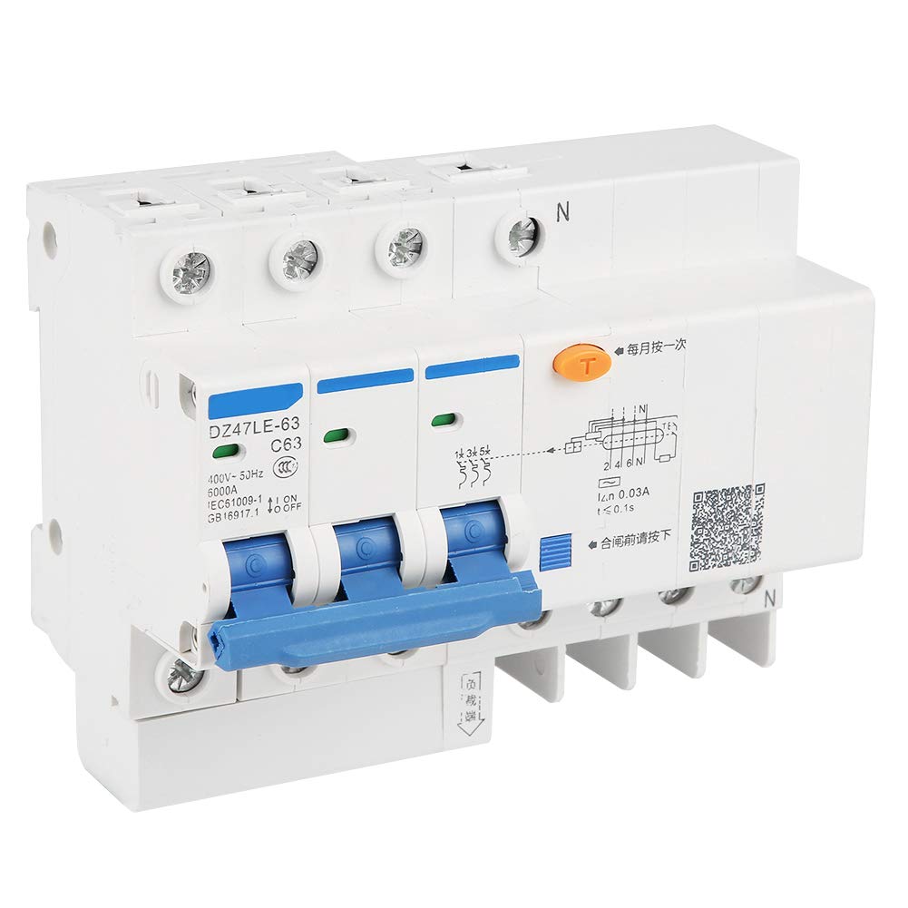 Disjoncteur Différentiel DZ47LE-63 2P+N C63 230V 63A 30mA - Protection Sûre Et Fiable