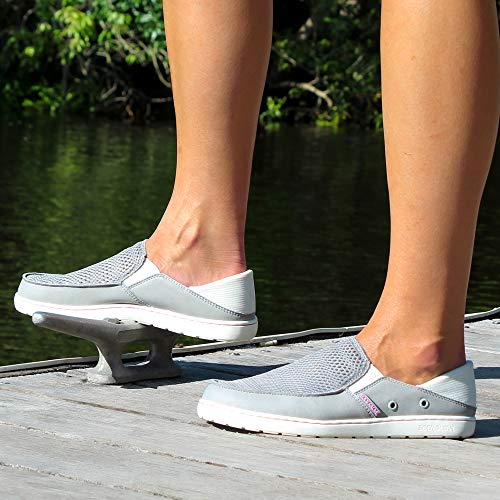 Body Glove Womens Boat Shoes, Aruba Water Shoes, Women's Water Shoes, Fishing Shoes, Casual Shoes, Womens Mesh And Canvas Slip On Shoes Grey/Pink #TOP5