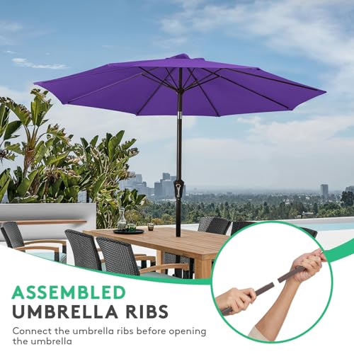 Image of JEAREY 10FT Outdoor Patio Umbrella, Market Umbrella, Dark Purple