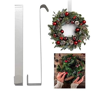 Door Wreath Hanger Hook – Strong Metal Over the Door Hook 28cm for Every Day Use and for Christmas | Perfect for Hanging…