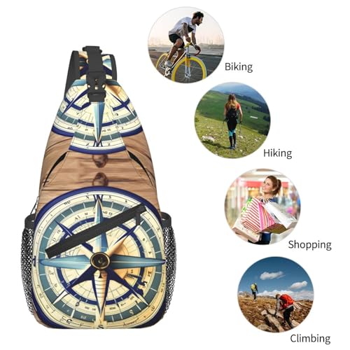 Mochila urbana cruzada con estampado de brújula náutica miniatura 6