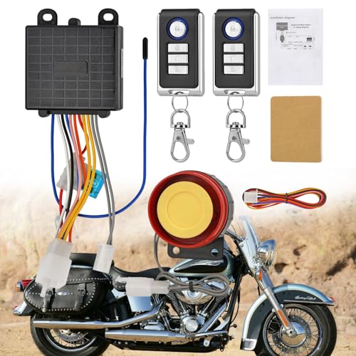 Image of Motorcycle Anti-Theft Alarm Security System, Control Engine Start Bike Anti-Hijacking Cutting Off Remote Engine Start Arming Disarming,Waterproof Security Cycling Bike Alarm