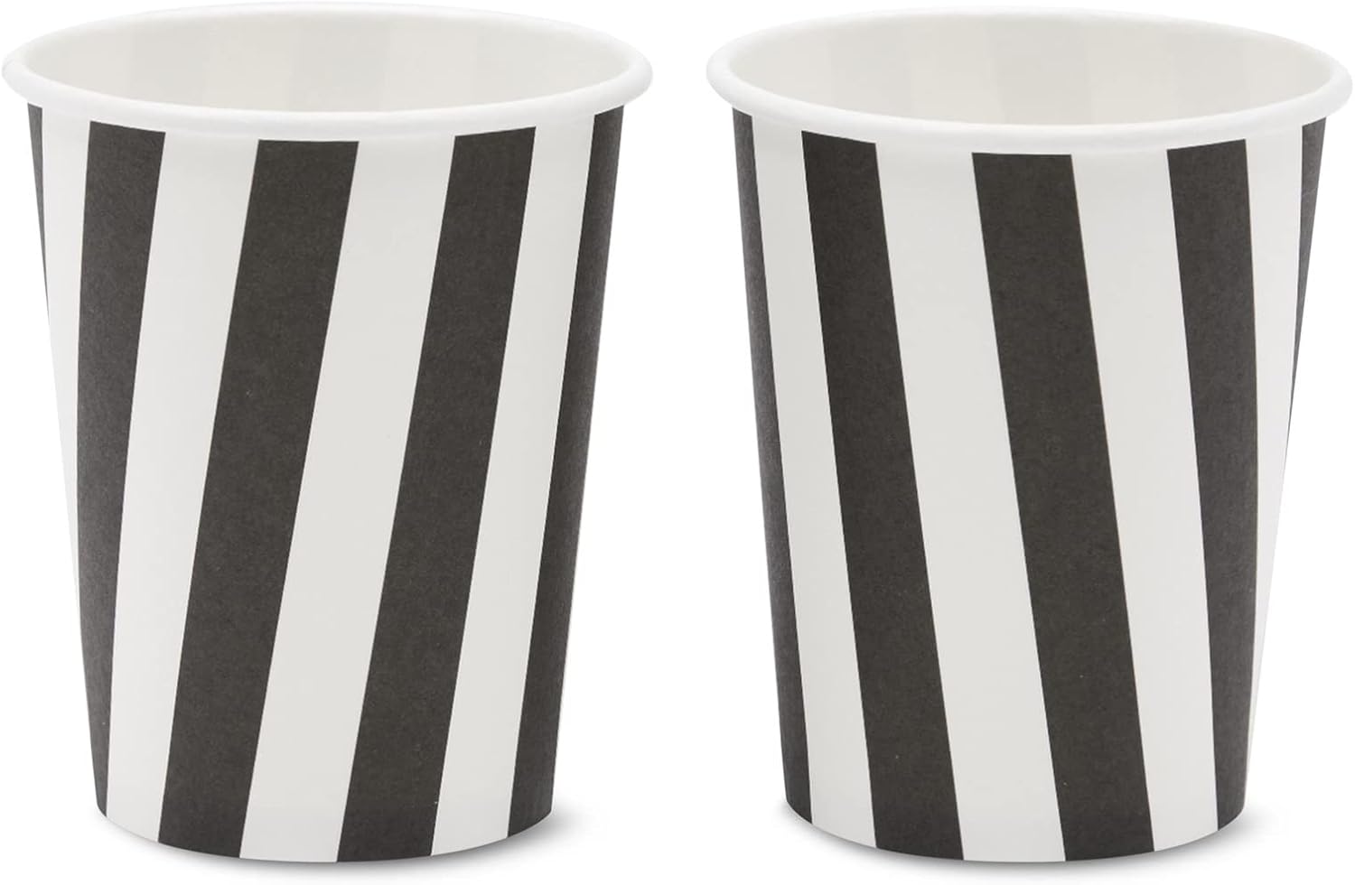 BLUE PANDA 144 Piece Black and White Party Decorations, Striped Birthday Party Supplies Set With Paper Plates, Napkins Cups, and Plastic Cutlery for Birthday, Graduation (Serves 24)
