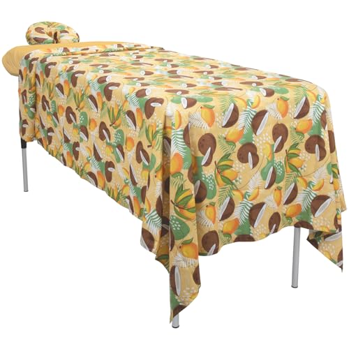 Image of ForPro Premium Designer Microfiber 3-Piece Massage Sheet Set, Coco Mango, Ultra-Light, Stain and Wrinkle-Resistant, Includes Flat and Fitted Sheets and Face Rest Cover