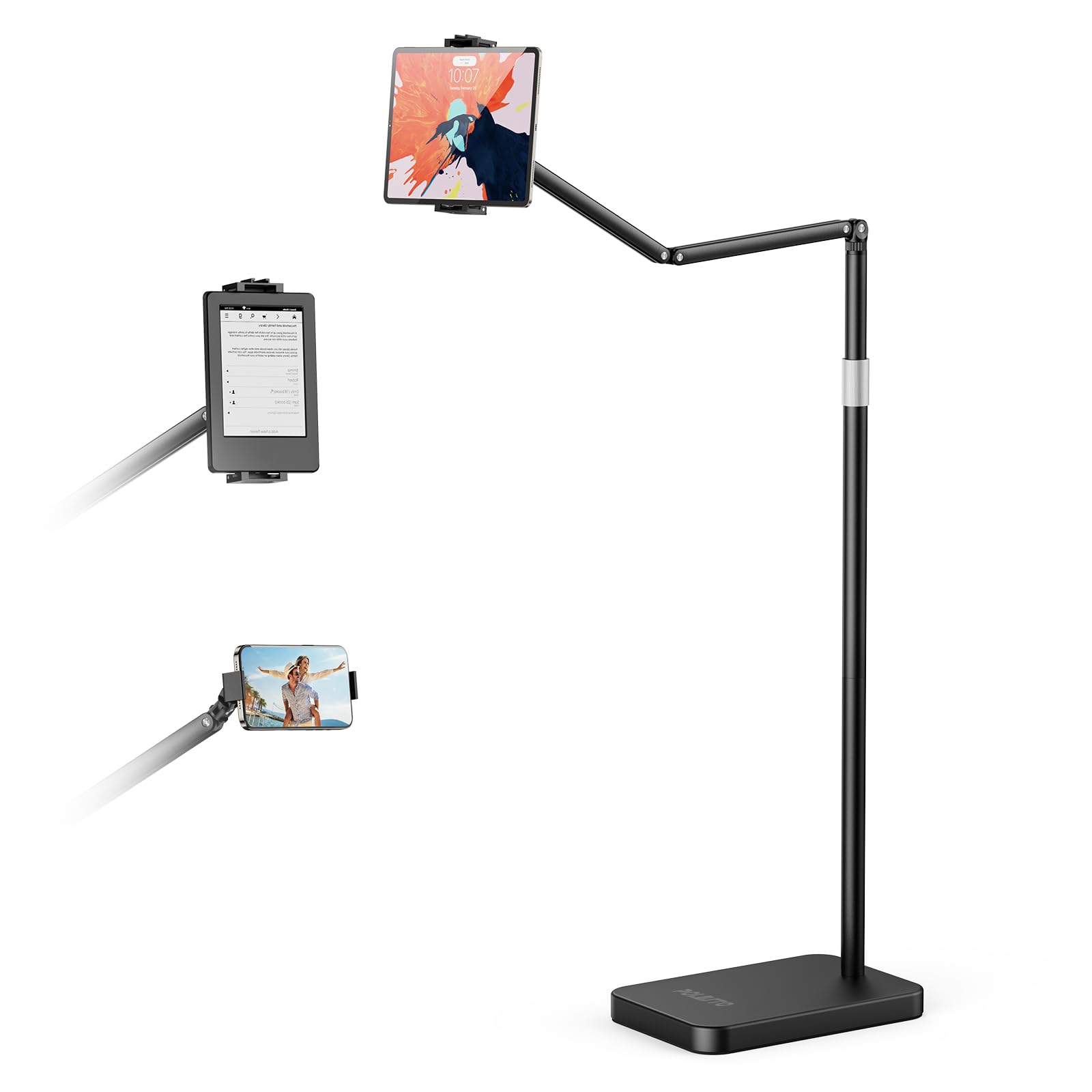 Supporto Per Tablet A Doppio Braccio In Alluminio Con Morsetto Per Aste Da 1,3 A 5,1 Cm – Compatibile Con IPad Pro 12.9, Air, Mini, Galaxy Tab, E Attrezzature Fitness