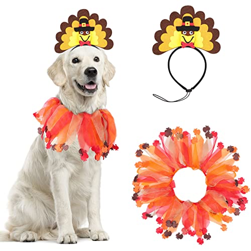 Thanksgiving Dog Costumes Turkey Headband with Dog Collar, Turkey Dog Headband Party Accessory, Dog Thanksgiving Costume with Dog Headband and Turkey Dog Collar for Medium and Large Dogs Thanksgiving Dog Costumes Turkey Headband with Dog Collar, Turkey Dog Headband Party Accessory, Dog Thanksgiving Costume with Dog Headband and Turkey Dog Collar for Medium and Large Dogs
