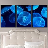 3 Piece Framed Canvas Wall Art Colorful Jellyfish Marine Life Canvas Prints Home Artwork Decoration for Living Room,Bedroom - 16