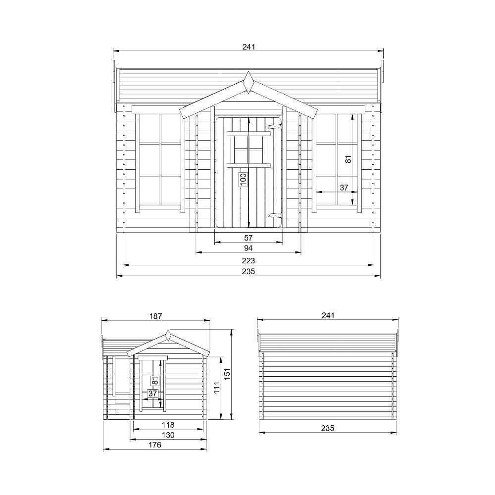 Casetta legno per bambini Timbela M520 L241xL187xA151cm 2,63m2