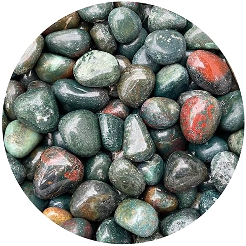 Image of GAF TREASURES 1 /2 LB Bloodstone Tumbled Stones, Polished Natural Bloodstone Gemstone, Bloodstone Healing Crystals (Bloodstone)